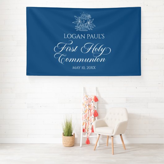 First Communion Blue banner backdrop  横断幕 (インサイチュ)