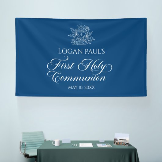 First Communion Blue banner backdrop  横断幕 (トレードショー)