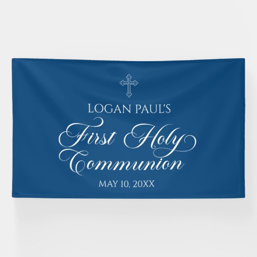 First Communion Blue banner backdrop 横断幕 (横)