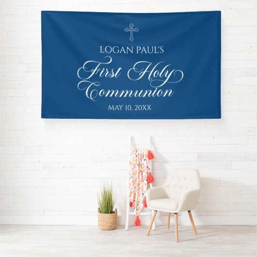 First Communion Blue banner backdrop 横断幕 (インサイチュ)