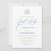 First Communion blue Invitation 招待状 (正面)