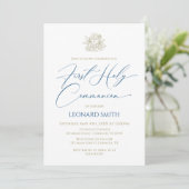 First Communion blue Invitation 招待状 (スタンド正面)