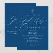 First Communion Blue Invitation 招待状 (正面/裏面)