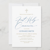 First Communion blue Invitation 招待状 (正面)