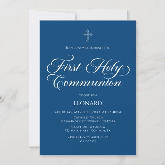 First Communion Blue Invitation 招待状 (正面)