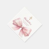 First Communion blush pink bow cross girl スタンダードカクテルナプキン (角)