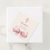 First Communion blush pink bow ivory cross DIY フェイバータグ (インサイチュ)