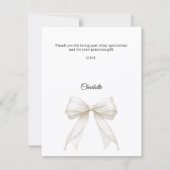 First Communion bow white ivory pearls サンキューカード (裏面)