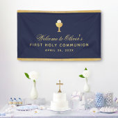 First Communion Chalice Navy Blue Boy Welcome 横断幕