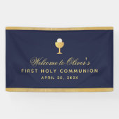 First Communion Chalice Navy Blue Boy Welcome 横断幕 (横)