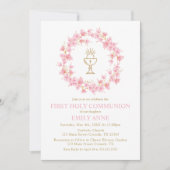 First Communion Cherry Blossom floral Invitation  招待状 (正面)