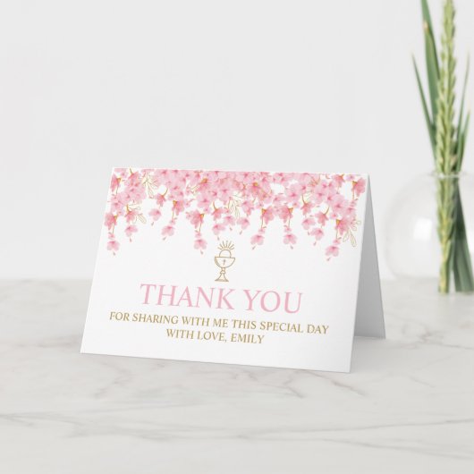 First Communion Cherry Blossom thank you card サンキューカード (正面)