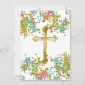 First Communion Colorful Glittery 招待状 (正面)