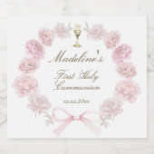 first communion delicate peonies frame スパークリングワインラベル (シングルラベル)