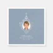 First Communion Dusty Blue Boyのエレガント写真 スタンダードカクテルナプキン (正面)