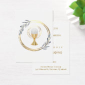 First Communion dusty blue leaves remembrance card (デスク)