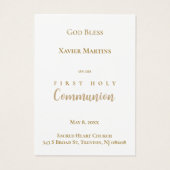 First Communion dusty blue leaves remembrance card (裏面)