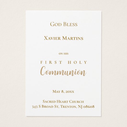 First Communion dusty blue leaves remembrance card (裏面)