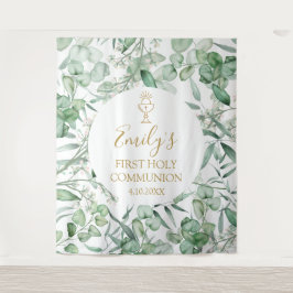 First Communion Eucalyptus greenery backdrop banne タペストリー