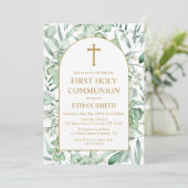 First Communion Eucalyptus leaves Invitation 招待状 (スタンド正面)