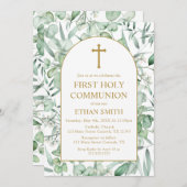 First Communion Eucalyptus leaves Invitation 招待状 (正面/裏面)
