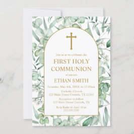 First Communion Eucalyptus leaves Invitation 招待状