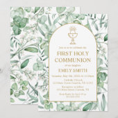 First Communion Eucalyptus leaves Invitation 招待状 (正面/裏面)