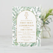 First Communion Eucalyptus leaves Invitation 招待状 (スタンド正面)