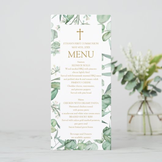 First Communion Eucalyptus leaves Menu メニュー (スタンド正面)