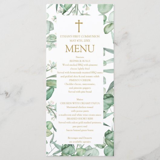 First Communion Eucalyptus leaves Menu  メニュー (正面)
