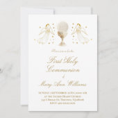 First Communion Eucharist golden angels Invitation 招待状 (正面)