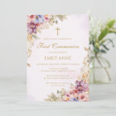 First Communion Floral Orchids Invitation 招待状 (スタンド正面)