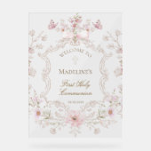 First Communion floral welcome アクリルサイン (正面)