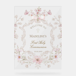 First Communion floral welcome アクリルサイン