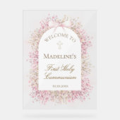 First Communion floral welcome アクリルサイン (正面)