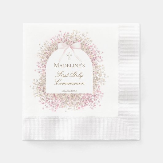 First Communion girl 縁ありカクテルナプキン (正面)