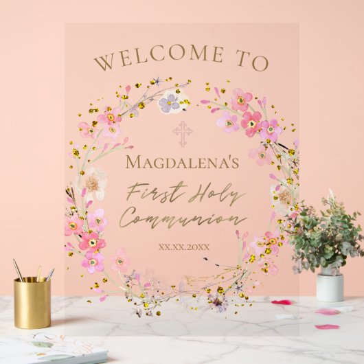 First Communion girl welcome アクリルサイン (ウェディング)