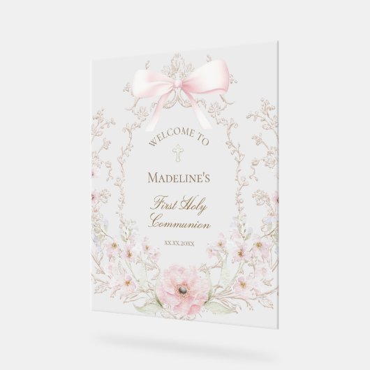 First Communion girl welcome アクリルサイン (傾斜)