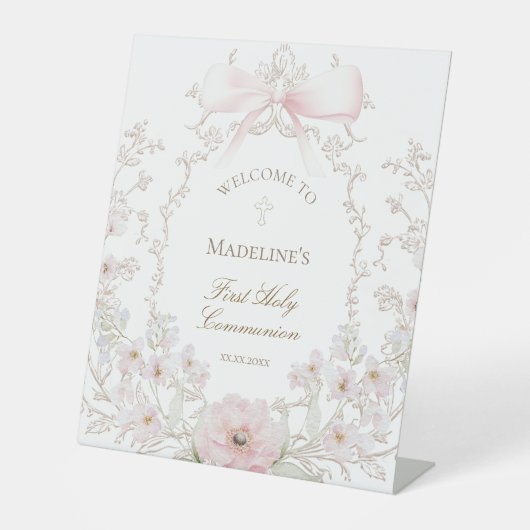 First Communion girl welcome 台座サイン (正面)