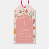 First Communion Girl Wildflowers Pink Arch Floral  ギフトタグ (正面)