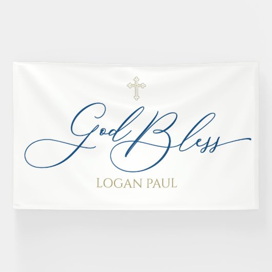 First Communion God Bless Blue banner backdrop  横断幕 (横)