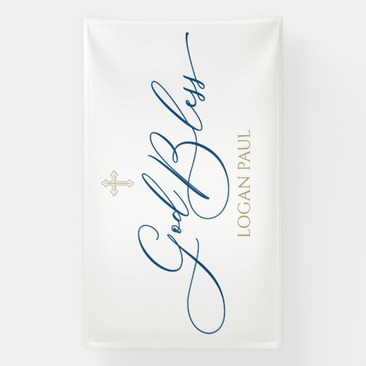 First Communion God Bless Blue banner backdrop 横断幕 (縦)