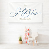 First Communion God Bless Blue banner backdrop  横断幕 (インサイチュ)