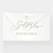 First Communion God Bless Gold banner backdrop 横断幕 (横)