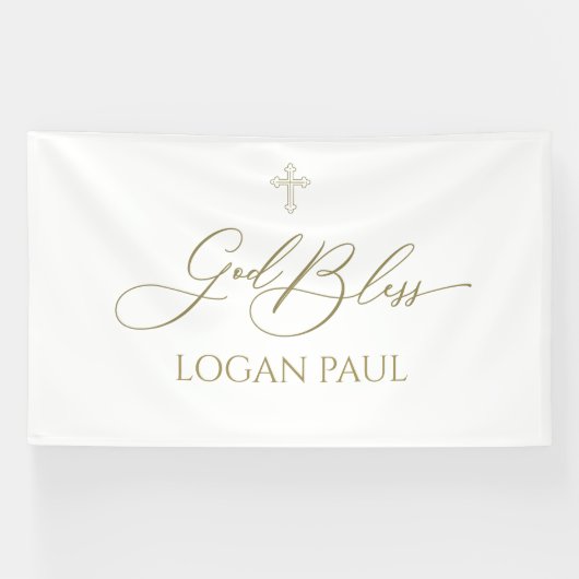 First Communion God Bless Gold banner backdrop 横断幕 (横)