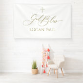 First Communion God Bless Gold banner backdrop 横断幕 (インサイチュ)