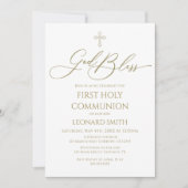 First Communion God Bless gold Invitation 招待状 (正面)