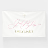 First Communion God Bless Pink banner backdrop 横断幕 (横)