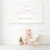 First Communion God Bless Pink banner backdrop 横断幕 (インサイチュ)