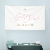 First Communion God Bless Pink banner backdrop 横断幕 (トレードショー)